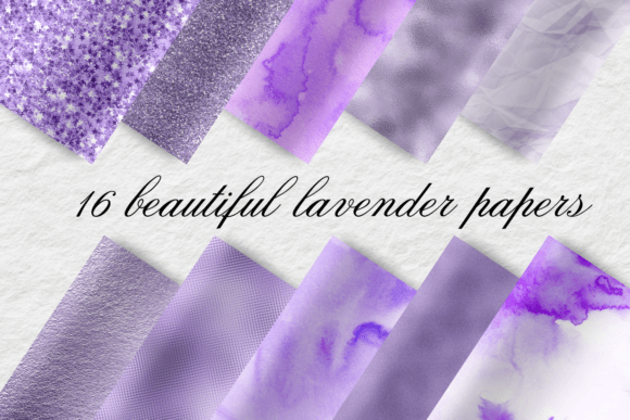 16 Lavender Textures, Foil Papers Set