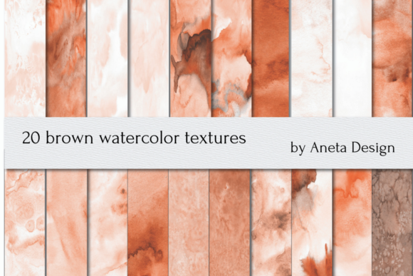 20 Brown Digital Papers, Hand Painted Textures