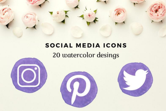 20 Light Purple Social Media Icons Set and Icons