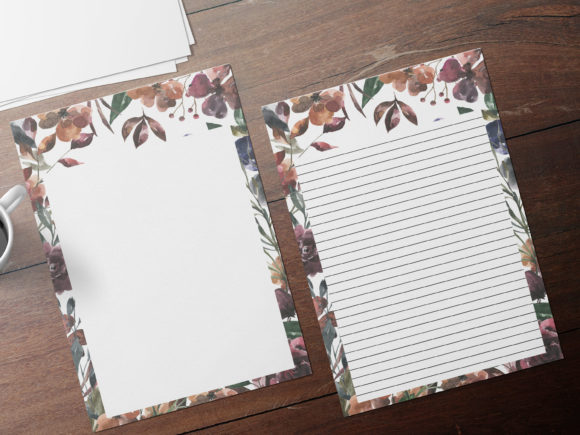 Autumn Flowers Stationery, Print Templates