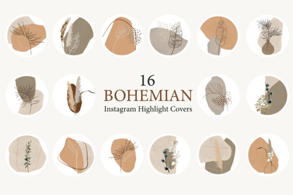 Boho Instagram Stories Covers and Social Media Templates