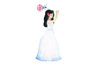 Bride Throwing Flowers over Her Head - Wedding