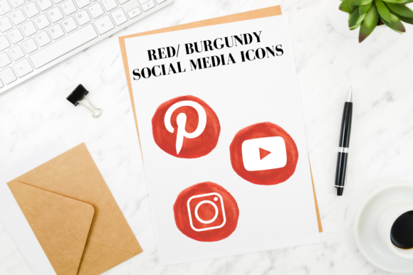 Burgundy Red Social Media Icons