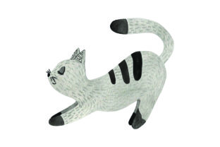 Cat Stretching - Watercolor and Cats