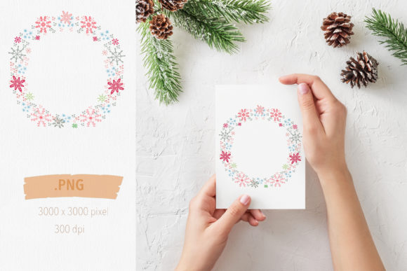 Christmas Color Wreath and Decorative Elements