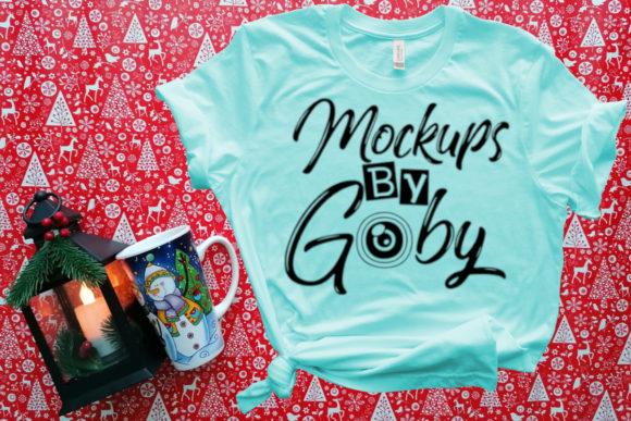Christmas Mockup, Light Blue T-shirt