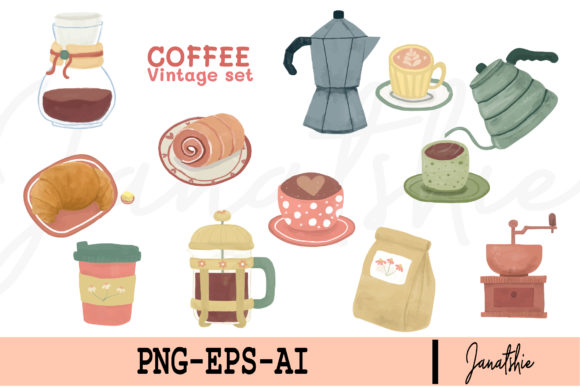Coffee Set Vector Illustrations Graphic