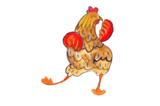 Dancing Chicken in Watercolor Style