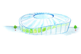 Football Stadium in Watercolor Style and Sports