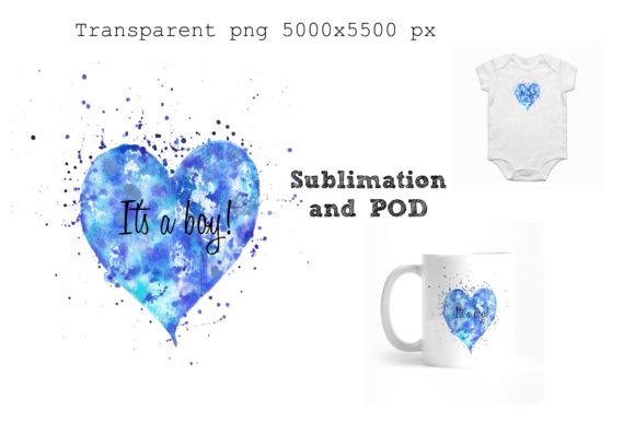 Gender Reveal Blue Hart Png for Crafts