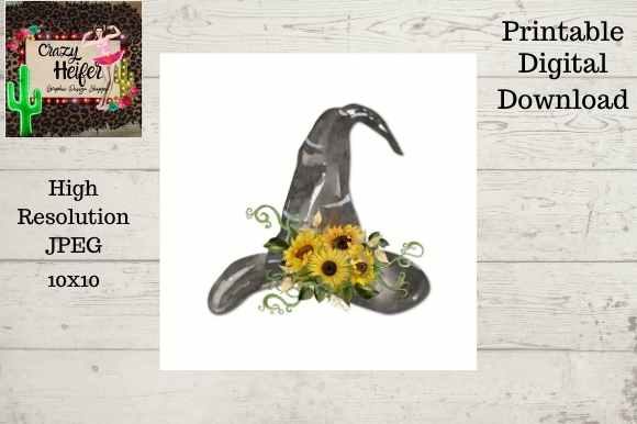 Halloween Witch Hat Sunflower Printable