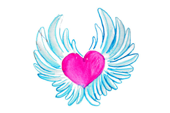 Heart with Wings in Watercolor Style for Valentine S Day