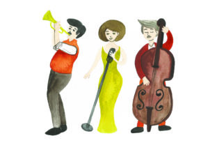 Jazz Band Watercolor and Music