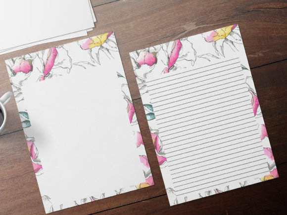 Lined Flowers Scrapbooking Stationary
