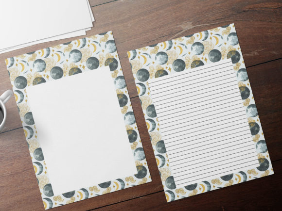 Lunar Themed Stationery Papers and Print Templates