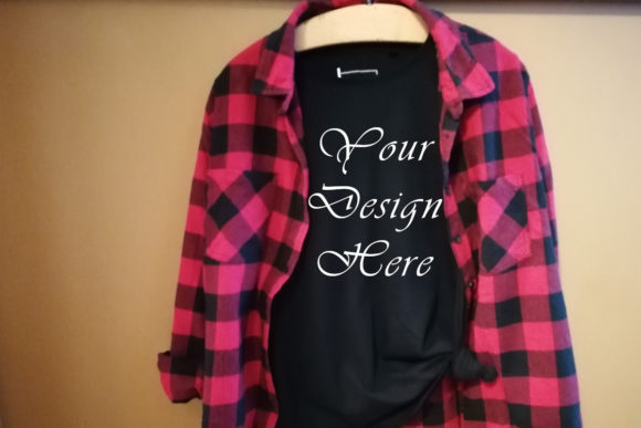 Mockups Hanging Black T-shirt for T-Shirts