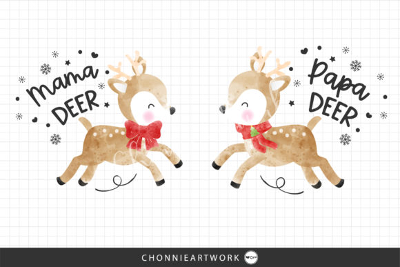 Papa Deer and Mama Deer Print Templates