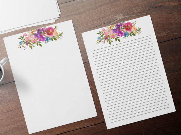 Pink Flowers Stationary, Print Templates