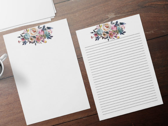 Romantic Pionk Flowers Paper Set and Print Templates