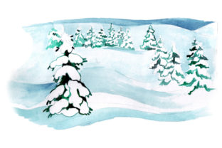 Snowy Landscape in Watercolor Style for Winter Content