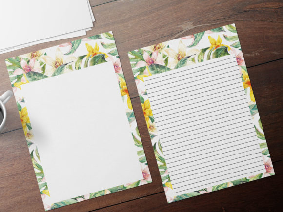 Tropical Stationery Papers for Scrapbook and Print Templates