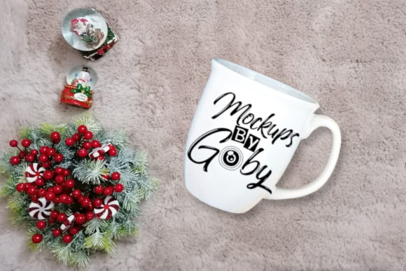 White Mug Mockup, Xmas, Flat Lays Image