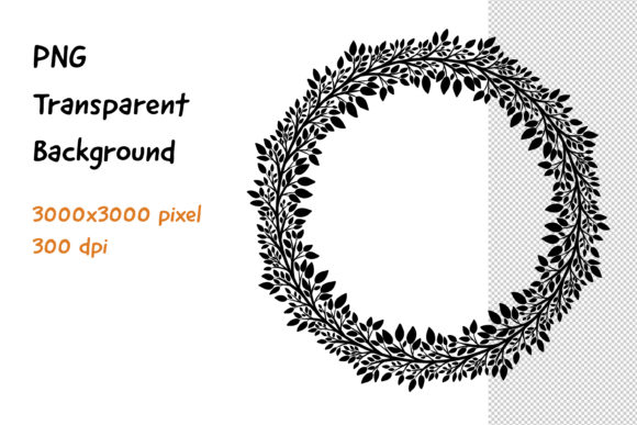 Wreath Frame Black and White -10 Decorative Elements