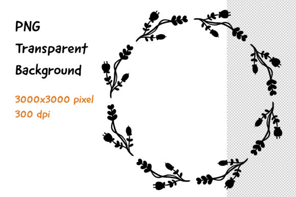Wreath Frame Black and White -25 Decorative Elements