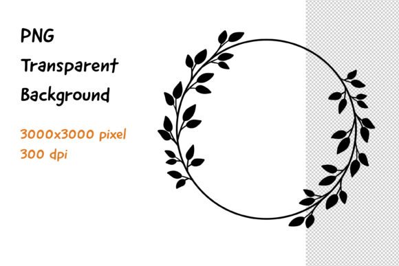Wreath Frame Black and White -3 Decorative Elements